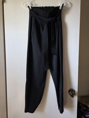 Athleta Black Paperbag Waist Chinos with Tie Belt